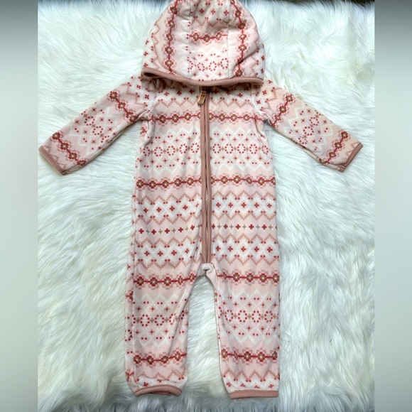Carter’s 12m Aztec Zip Fleece Hooded Jumpsuit Baby Girl​ - Picture 3 of 6